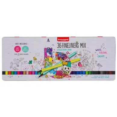 Paiement Sécurisé Feutre fin 0.4 mm Boîte métal de 36 Fineliners - Bruynzeel