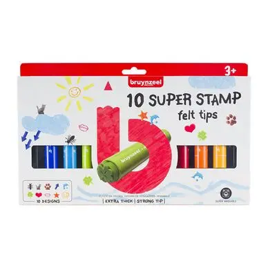 Super Prix Feutre pointe tampon Set 10 motifs - Bruynzeel