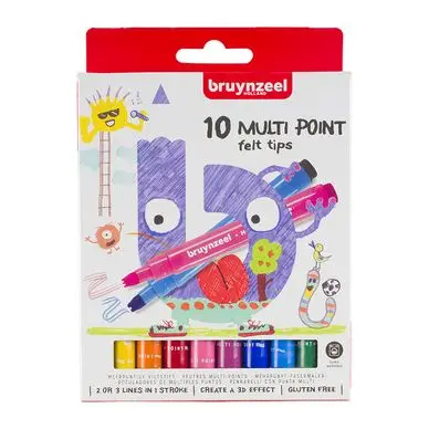 Feutre pointe Muli-traits Set 10 couleurs - Bruynzeel Bon Marché