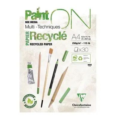 Bloc Paint'On papier Recyclé 250 g/m² - Clairefontaine Petit Prix