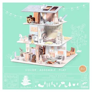 Kit créatif Colorie Assemble Joue thème Maison de poupées - Djeco Réduction