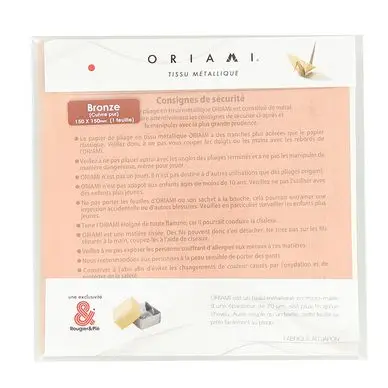 Affaire À Saisir Feuille en métal Origami 15 x 15 cm Cuivre - Oriami