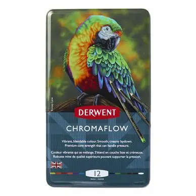 Crayon de couleur Chromaflow Boîte métal 12 pcs - Derwent Prix Réduit