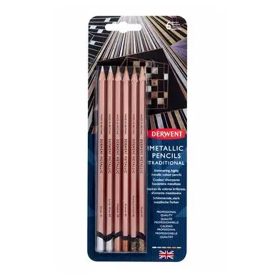Crayon de couleur Metallic Couleurs traditionnelles 6 pcs - Derwent Prix Choc
