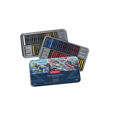 Carré d'encre aquarellable Inktense Block Boîte métal 72 pcs - Derwent Expédié Aujourd'hui
