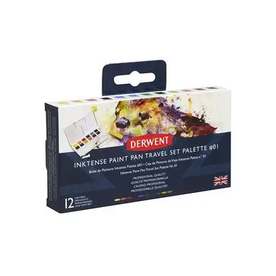 Dernier Modèle Encre aquarellable Inktense 12 demi-godets - Derwent