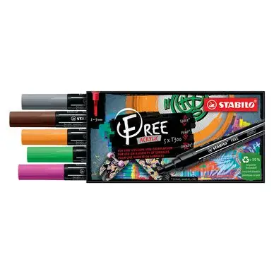 Marqueur acrylique FREE T300 set Vintage 5 pcs - STABILO Must-Have