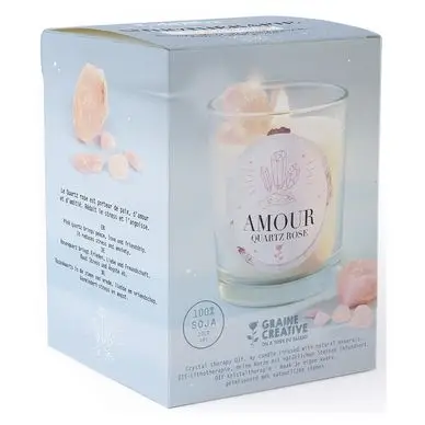 Soldes Bougie cire végétale Kit DIY Lithothérapie Quartz rose - Graine Créative