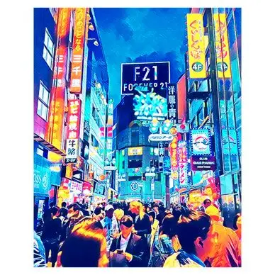 Broderie Diamant 40 x 50 cm Tokyo Shibuya - Figured'Art Expédié Aujourd'hui