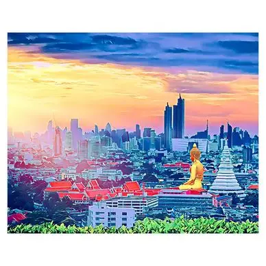 Bon Marché Broderie Diamant 40 x 50 cm Buddha Bangkok - Figured'Art