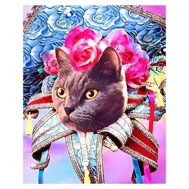 Broderie Diamant 40 x 50 cm Chat Mardigras - Figured'Art Nouvelle Collection