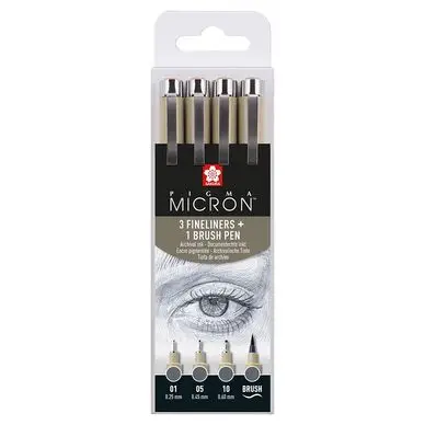 Feutre Pigma Micron Set 4 Gris foncé - Sakura Promotion Saisonnière
