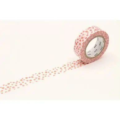 Masking Tape 7 m x 15 mm Fleurs Rouges Fond Blanc - Masking Tape mt Nouvel Arrivage