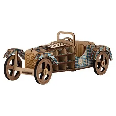 Maquette Voiture en bois 10.5 x 27.5 cm Bleu - Kelpi Commander Vite