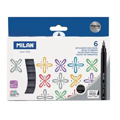 Livraison Express Feutre pointe pinceau Pochette 6 couleurs Métallisées - MILAN