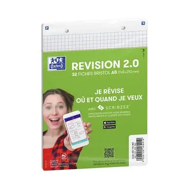 Nouveauté Fiche Bristol Révision 2.0 A5 14.8 x 21 cm 32 pcs Perforée Blanc - Oxford
