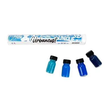 Peinture Custom Cuir Kit 4 Flacons 10 ml Tons Bleus - Urbancust Populaire