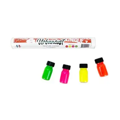 Haute Qualité Peinture Custom Cuir Kit 4 Flacons 10 ml Tons Fluos - Urbancust