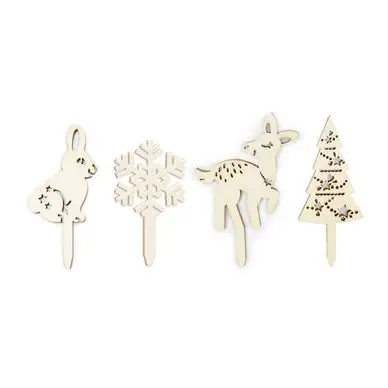 Expédition Rapide Décor de gâteau en bois Forêt enchantée 4 pcs - ScrapCooking