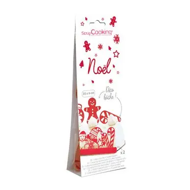 Déco Bûche de Noël + Cake Toppers Kit 5 pcs Rouge - ScrapCooking Usine Directe
