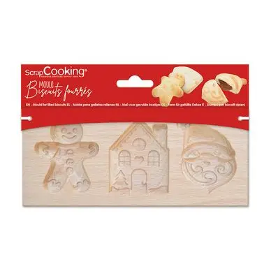 Moule en bois pour Biscuits Fourrés 20 x 10 x 2 cm Noël - ScrapCooking Dernière Chance