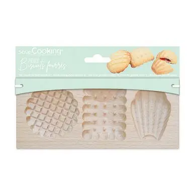 Moule en bois pour Biscuits Fourrés 20 x 10 x 2 cm Petits Biscuits - ScrapCooking Nouvelle Collection