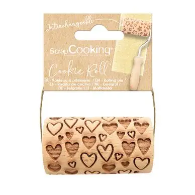 Nouvel Arrivage Mini Rouleau à pâtisserie en bois 7 x ø 3,8 cm Empreinte Cœur - ScrapCooking