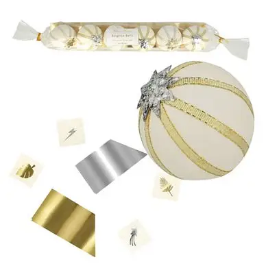Bon Marché Boule surprise de Noël Or et Argent 6 pcs - Meri Meri