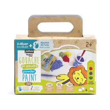 Haute Qualité Gouache en poudre Tactilcolor Coffret 4 x 100 g + Accessoires - Pébéo