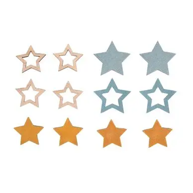 Achat Immédiat Miniature adhésive en bois 3.5-4.5 cm 12 pcs Étoile - Rayher