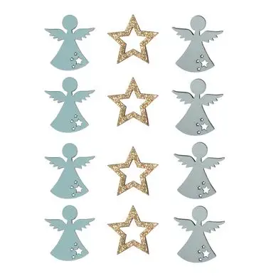 Offre Limitée Miniature adhésive en bois 3.7 cm 12 pcs Ange + Étoile - Rayher