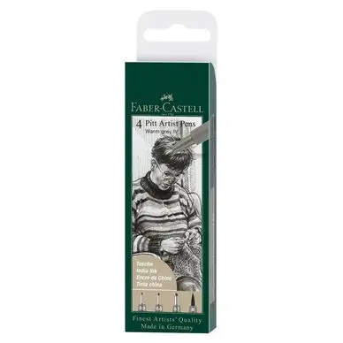 Feutres Pitt Artist Pen 4 pcs Gris chaud - Faber-Castell Retour Gratuit