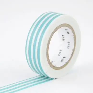 Masking Tape 7 m x 15 mm Lignes Bleu Lagon - Masking Tape mt Authentique