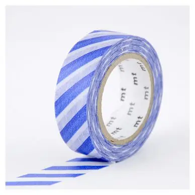 Dernier Modèle Masking Tape 7 m x 15 mm Rayures Bleu Gris Bleu - Masking Tape mt