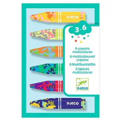 Paiement Sécurisé Crayons de cire multicolores 6 pcs - Djeco