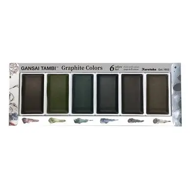 Acheter En Ligne Aquarelle japonaise Gansai Tambi Graphite 6 couleurs mates en godets - Kuretake