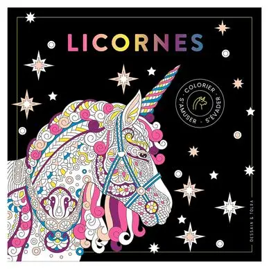 Livre de coloriage Black Coloriage Licornes - Dessain et Tolra Dernier Modèle