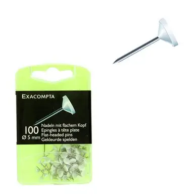 Epingle de signalisation Tête plate blanche 5 mm - 100 pcs - Exacompta Acheter En Ligne