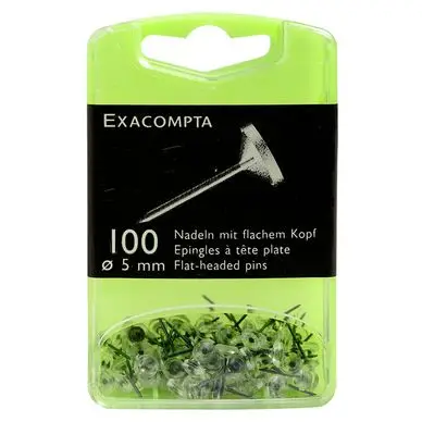 Bon Marché Boîte de 100 épingles à tête plâte 5 mm cristal - Exacompta