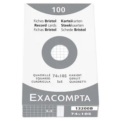 Fiche Bristol blanc Q 5x5 100 feuilles - Exacompta Vente Directe