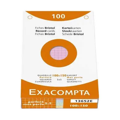 Fiche Bristol couleurs assorties Q 5x5 100 feuilles - Exacompta Promotion