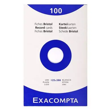Fiche Bristol blanc Uni 100 feuilles - Exacompta Expédition Rapide