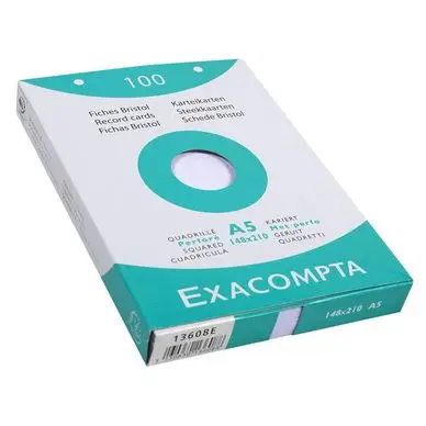 Offre Du Jour Fiche Bristol blanc Q 5x5 100 feuilles Perforées - Exacompta
