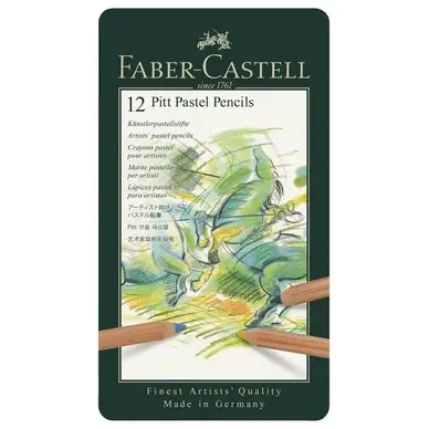 Quantité Limitée Boîte métal 12 crayons PITT pastel - Faber-Castell