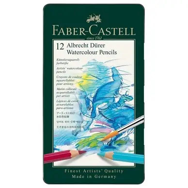 Crayon aquarellable Albrecht Dürer - Boite en métal 12 couleurs - Faber-Castell Usine Directe