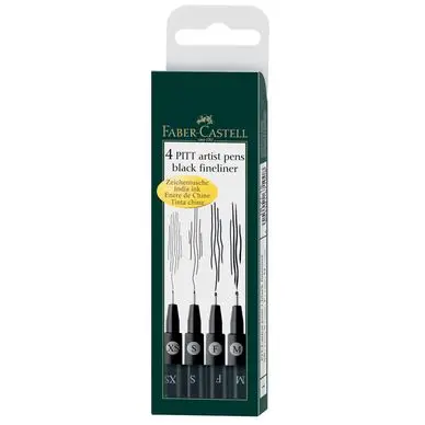 Nouvelle Collection Pochette de 4 feutres PITT noirs - Faber-Castell