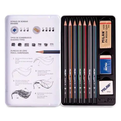 Coffret métal de crayons graphite Milan Nouveauté