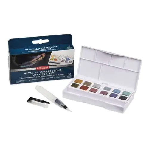 Acheter En Ligne Coffret 12 1/2 godet aquarelle nuances métalliques Derwent