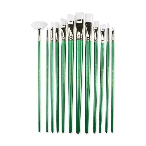 Haute Qualité Set de 12 pinceaux en fibres synthétiques Taklon blanches Royal Langnickel