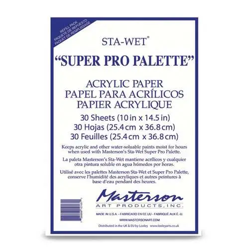 Certifié Lot de 30 feuilles papier spécial Sta-Wet pour palette Super Pro Masterson